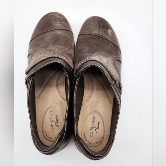 Clarks Leather Cora Poppy Slip On Shoe 8 Wide - Picture 5 of 8